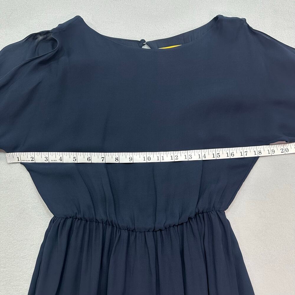Alice + Olivia Navy Blue 100% Silk Cold Shoulder Long Sleeve Mini Dress Size S - Picture 9 of 12